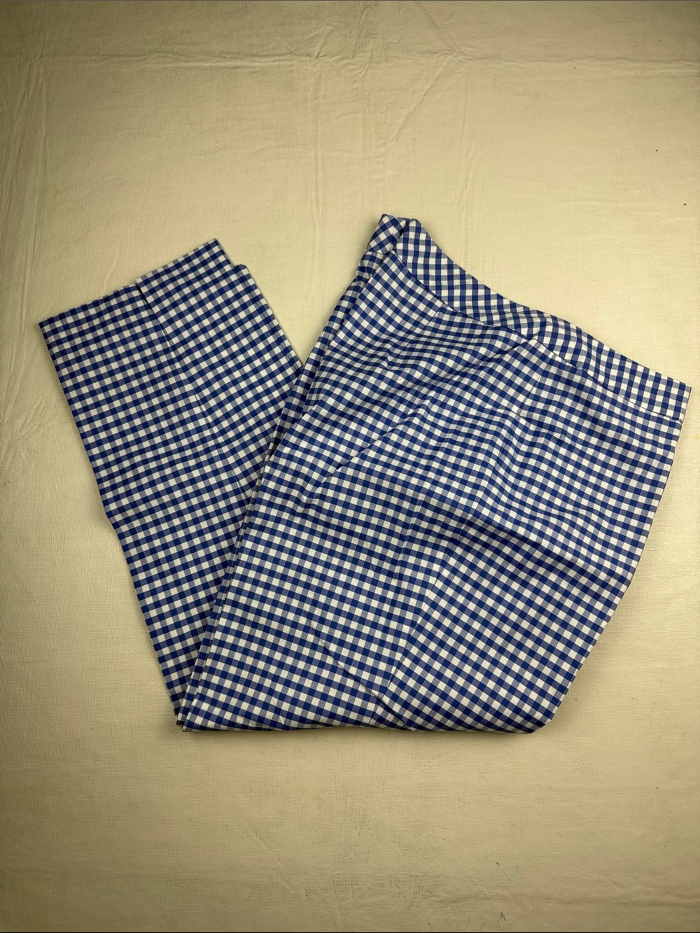 J. McLaughlin Women's Blue White Gingham Flat Front Capri Pants Size 14